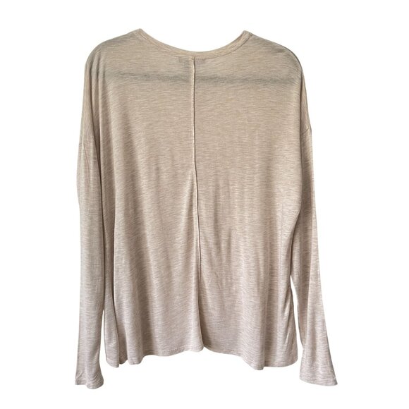 Vince Beige Long Sleeve Top Size S 100% Viscose Lightweight Casual Pullover - Picture 2 of 6